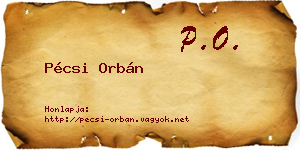Pécsi Orbán névjegykártya